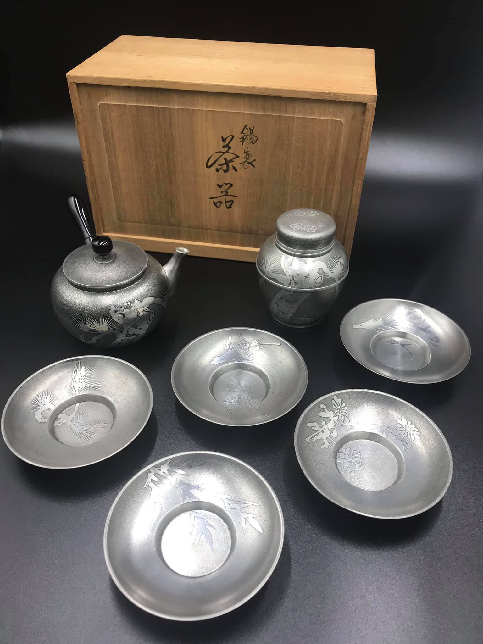 錫製茶器 急須 茶入 茶托 錫半作品